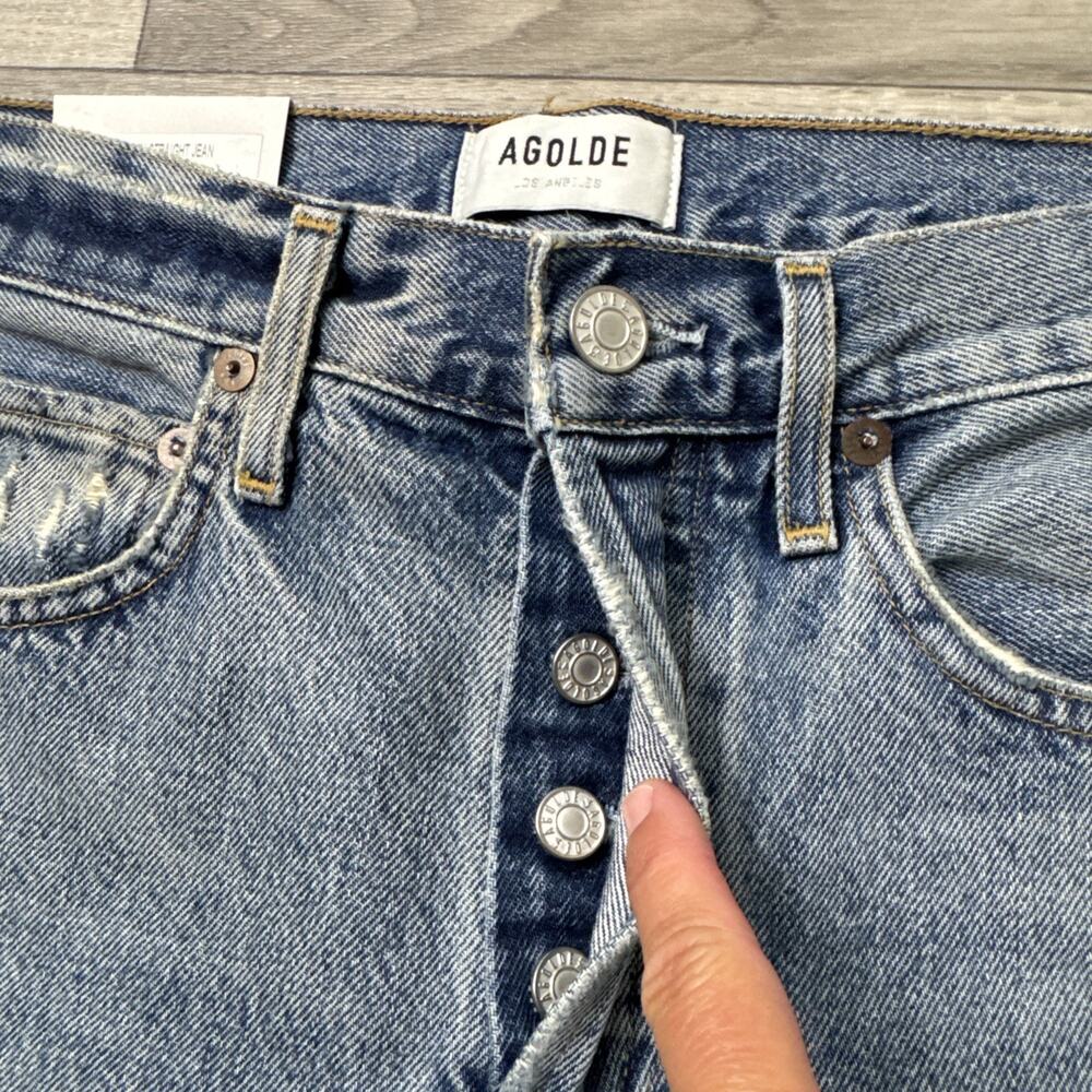 AGOLDE Parker Easy Straight Leg Jeans Button Fly Facade Medium Wash sz 23 - Picture 4 of 9